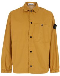 Stone Island - Jacket With Classic Collar And Logo Patch On Sleev - Lyst
