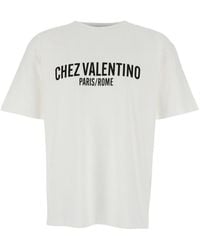 Valentino - 'Chez' Crewneck T-Shirt With Maxi Logo Print On The Fr - Lyst