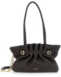 Ferragamo - 'Soft Bag' Small Shoulder Bag With Gancini On The Fron - Lyst