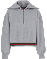 Gucci - Cotton Jersey Sweatshirt With Web, Ready-To-Wear - Lyst