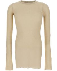 Rick Owens - T-Shirt With Ribbed Design And Round Neck - Lyst