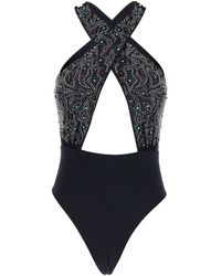 VENUJA - Costume Intero Con Spalline Intrecciate E Decorazioni Con Perli - Lyst