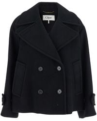 Chloé - Chloã Double-Breasted Jacket With Notched Wide Revers And Dropped Shoulders - Lyst