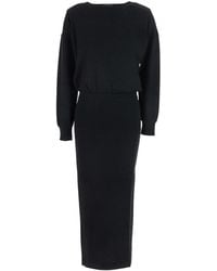 P.A.R.O.S.H. - Round Neck Dress With Draped Waist - Lyst