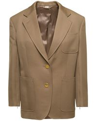 Gucci - Relaxed Jacket With Golden Buttons And Horsebit Detail In - Lyst