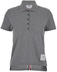 Thom Browne - Relaxed Fit Short Sleeve Polo W/ Center Back Rwb Stripe In - Lyst