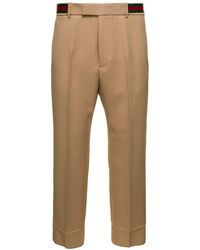 Gucci - Straight Trousers With Web Detail - Lyst