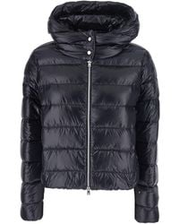 Herno - Short Down Jacket With Hood And Metal Plate On The Back In - Lyst