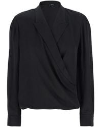 Theory - Blouse With Peak Revers And Crossover Neck - Lyst