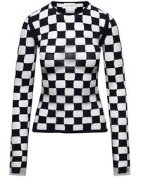 Sportmax - Top With Extra Long Sleeves And Checkerboard Effect In - Lyst