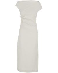 P.A.R.O.S.H. - Long Dress With Square Neckline And Draped Details - Lyst