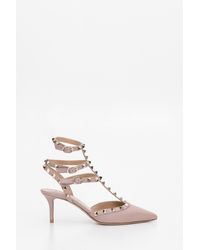 Valentino Rockstud Court Shoes - Natural