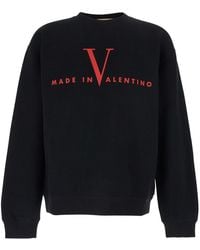 Valentino - Sweatshirt With Logo Print On The Front And Dropped Shoulder - Lyst