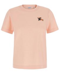 Burberry - T-Shirt With Embroidered Ekd Logo On The Front - Lyst