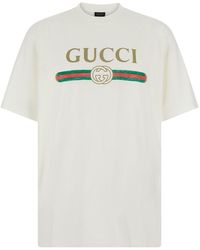 Gucci - T-Shirt 'Logo Fake' With Logo Print On The Front - Lyst