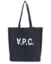 A.P.C. - Daniela Blue Denim Shopper Bag With Logo Print A.p.c - Lyst