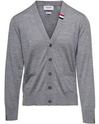 Thom Browne - Jersey Stitch Relaxed Fit V Neck Cardigan - Lyst