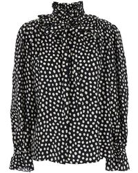 Chloé - Chloã Blouse With High Neck And All-Over Polka Dot Motif - Lyst