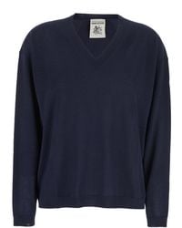 Semicouture - Sweater With V Neck And Ribbed Trims - Lyst