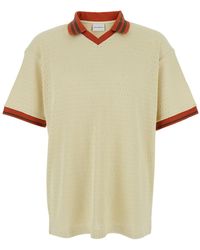 Drole de Monsieur - Polo 'Le Polo Ajouré' Con Colletto Bicolore E Scollo - Lyst