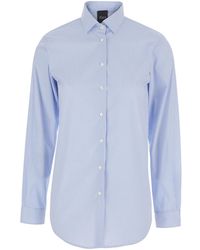 Plain - Shirt With Classic Collar And Curved Hem - Lyst