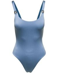 Fendi - Light- One-Piece Swimsuit With Metal Ff Detail - Lyst