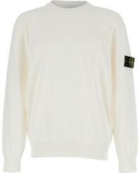Stone Island - Crewneck Sweatshirt With Compass Logo Patch - Lyst