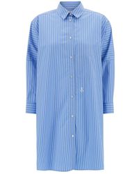 Jil Sander - Long Light Striped Shirt With Logo Embroidery - Lyst