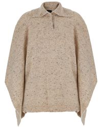 Fabiana Filippi - Hooded Cloak Wool Blend Coat - Lyst