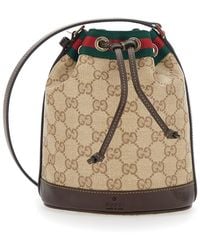 Gucci - Crossbody Bag With Drawstring Closure And Web Stripe - Lyst