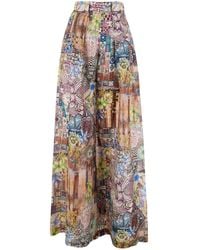 Momoní - 'Aspen' Pants With Semi-Elasticated Waist And Flora - Lyst