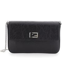 Fendi - Crossbody Bag With Chain Strap And Ff Plate On The Front I - Lyst