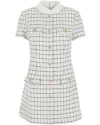 Self-Portrait - Mini Dress With Jewel Buttons And All-Over Check Motif - Lyst