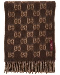 Gucci - Scarf With Logo Patch On The Front And Fringed Hem - Lyst