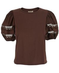 Twinset - T-Shirt With Embroidery Details On The Sleeves And Round - Lyst