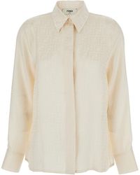Fendi - Shirt With Pointed Collar And Ff Motif - Lyst