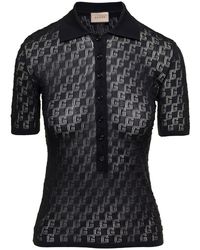 Gucci - Polo Shirt With Button Closure And Gg Motif - Lyst