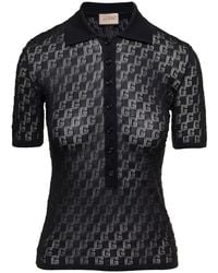 Gucci - Polo Shirt With Button Closure And Gg Motif - Lyst