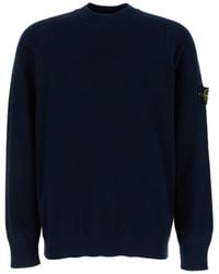 Stone Island - Crew Neck Sweater With Logo Application - Lyst