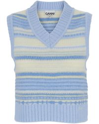 Ganni - "Soft Striped Knit Vest With A Comfortable - Lyst