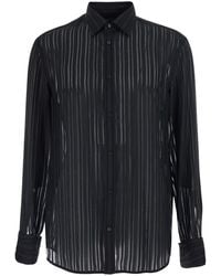 Gucci - Shirt With Classic Collar And All-Over Striped Pattern - Lyst