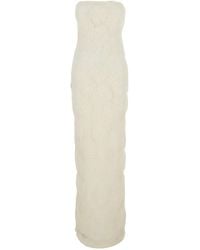 ROTATE BIRGER CHRISTENSEN - Long Sleeveless Dress With Off-Shoulder Design And All-Over Floral Embroidery - Lyst