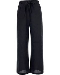 TOTEME - Pants Piped Silk Trousers With Pockets And Belt - Lyst