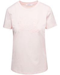 Max Mara - Crew Neck T-shirt With Embroidered Logo On The Chest In Cotton - Lyst