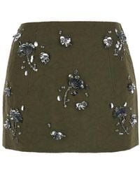 Markgong - Mini Skirt Floral Embellished With Cotton And Gre - Lyst