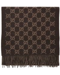 Gucci - Scarf With All-Over Gg Motif And Fringed Hem - Lyst