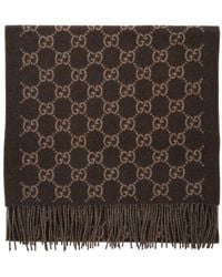 Gucci - Scarf With All-Over Gg Motif And Fringed Hem - Lyst