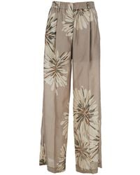 Brunello Cucinelli - Pants With Elastic Waist And All-Over Floral Print - Lyst