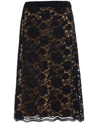 Le Plain - A-Line Skirt With Scalloped Hem And All-Over Lace Embroi - Lyst