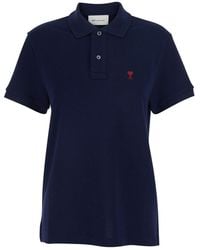 Ami Paris - Polo Shirt With Classic Collar And Adc Embroidery On The Front - Lyst